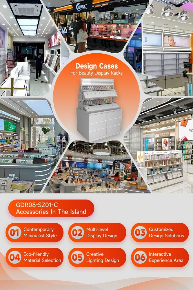 GDR08-SZ01-C Retail Display Shelf with Velvet Layered Shelves and Adjustable Height for Mall Booths