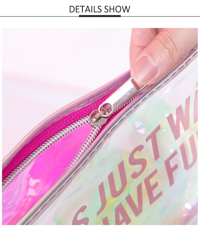 Personalized Holographic Travel Zipper PVC Cosmetic Bag