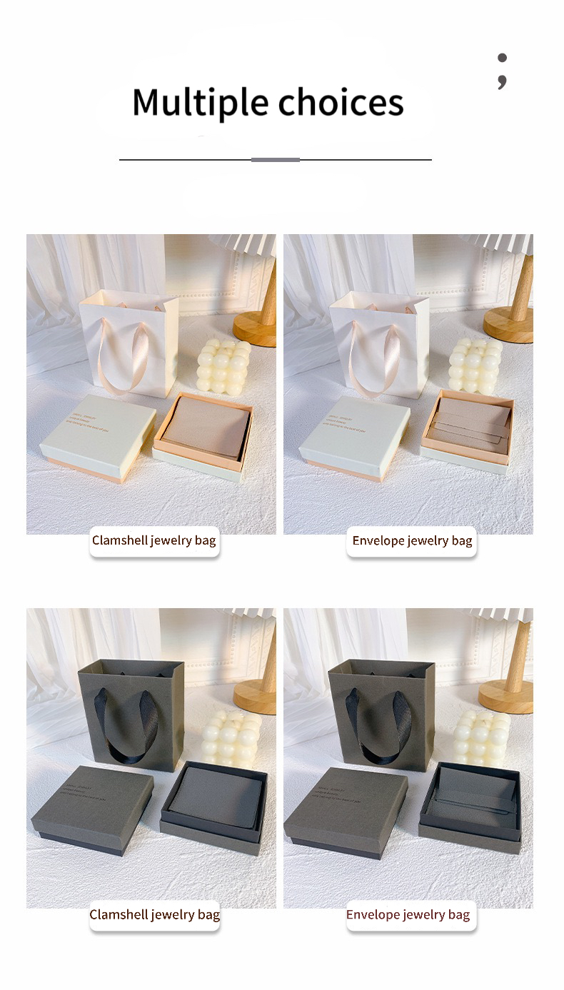 Jewelry bag Custom Set Logo Envelope Flap Elastic drawstring design felt suede bow Pouches