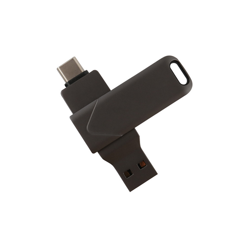 Type C And Usb Both Port Fast Memory Stick Metal Body Gun Black Color
