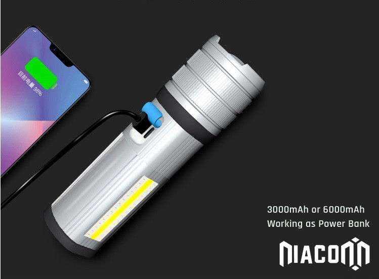 USB Rechargeable cree Led work Flashlight , COB Side work Light with Magnetic Base