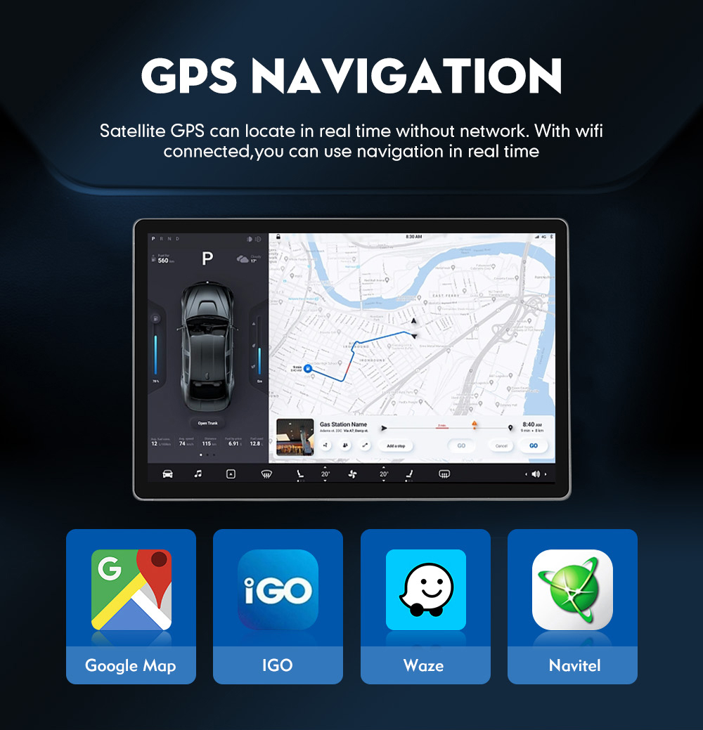 LCD Screen 13inch Car Radio 2 Din Android 4 64G Universal 360 Rotary Multimedia Player