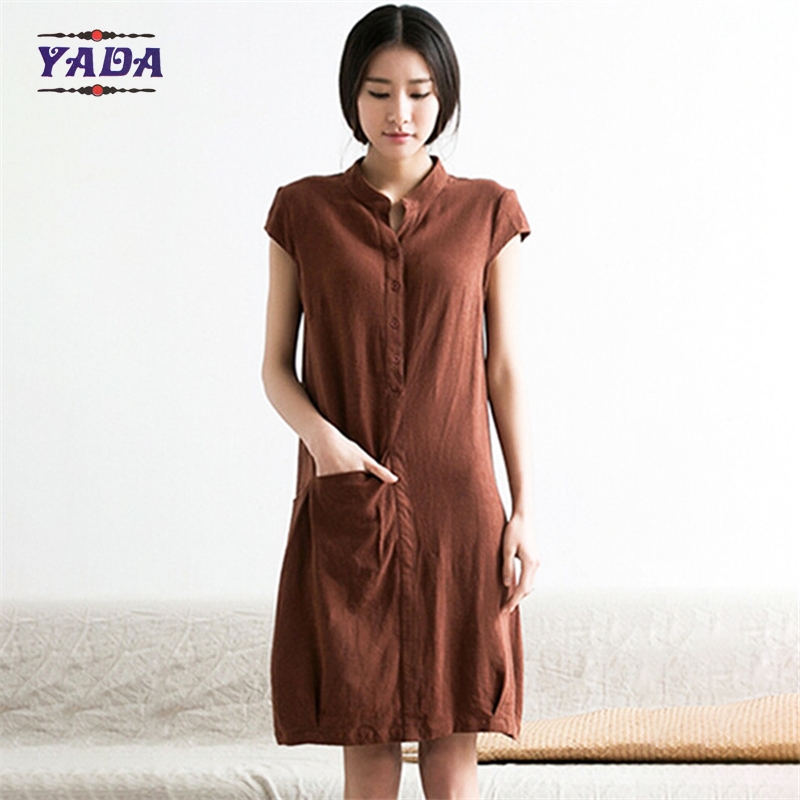 Plus size vestidos casuales linen elegant lady women autumn dress ladies ready made dresses with good quality