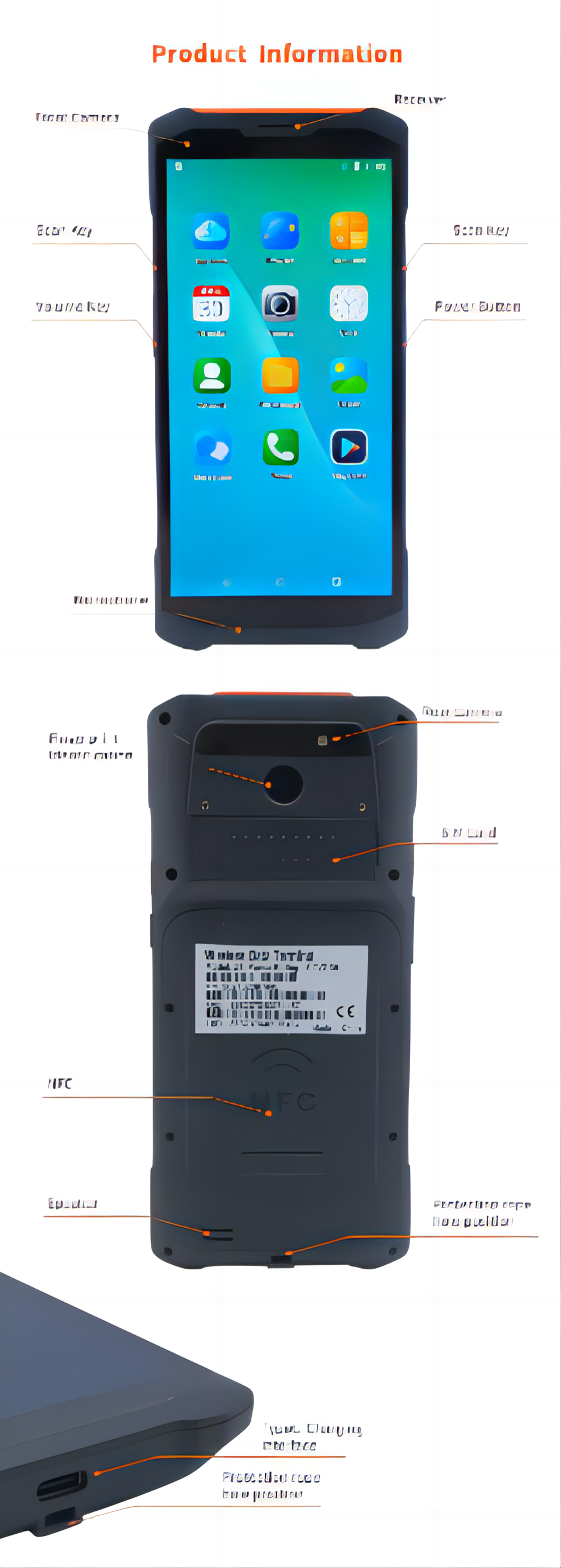Accurate 2GB Ram Android 8.1 PDA Handheld Terminal for Scanning Barcodes and QR Codes