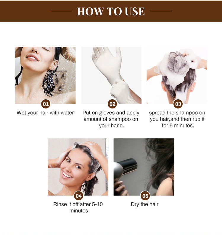 5 minutes fast dyeing magic grey coverage black hair dye shampoo