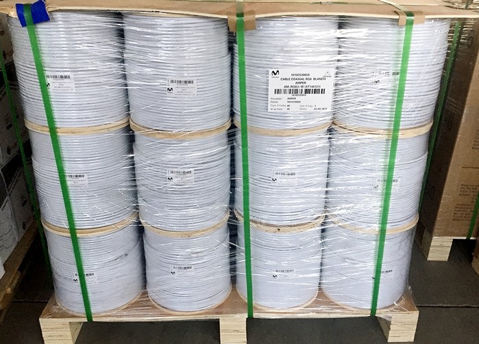 RG11U Tri Shield Standard Coax Cable Ivory PVC CATV Wire 1000 Wooden drum