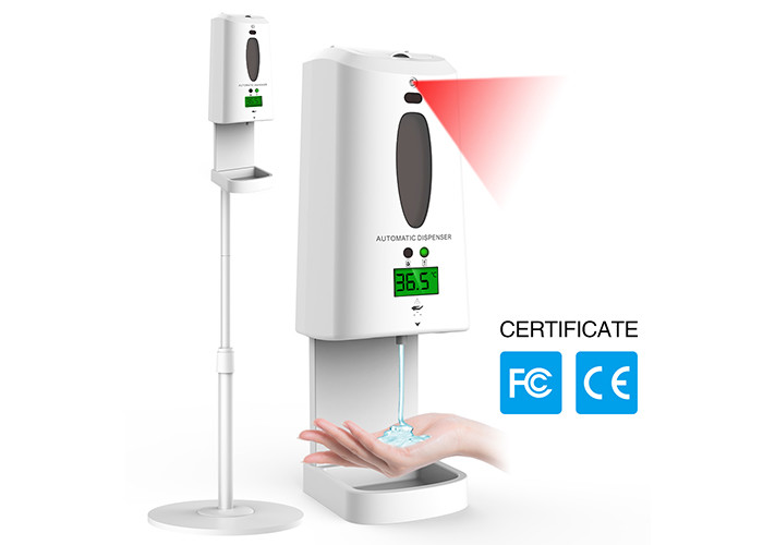 Automatic Temperature Scanner Alcohol Spary Touchless Hand Sanitizer Dispenser Thermometer White Color