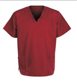 155 GSM Dull Red V Neck Short Sleeve Dull Red Medical Uniform Scrubs Antimicrobi