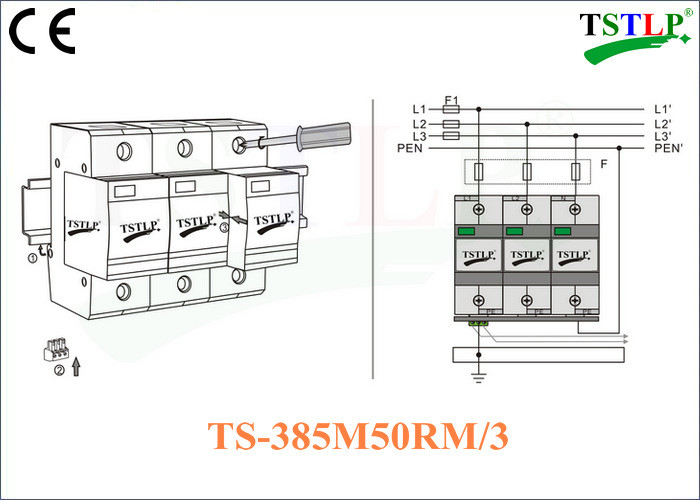 50kA - 100kA Voltage Surge Suppressor With Green / Red Window Indication