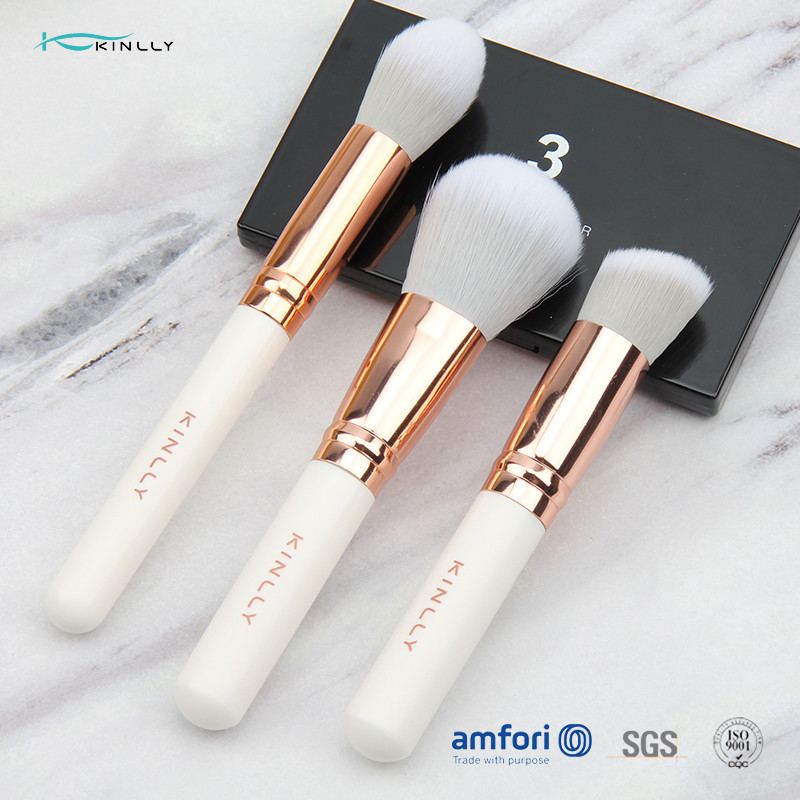 Soft 3pcs Aluminium Ferrule White Makeup Brush Set