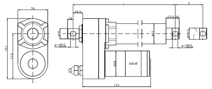 Brush DC Power Industrial Linear Actuator With Non Adjustable Limit Switches Customize Stroke