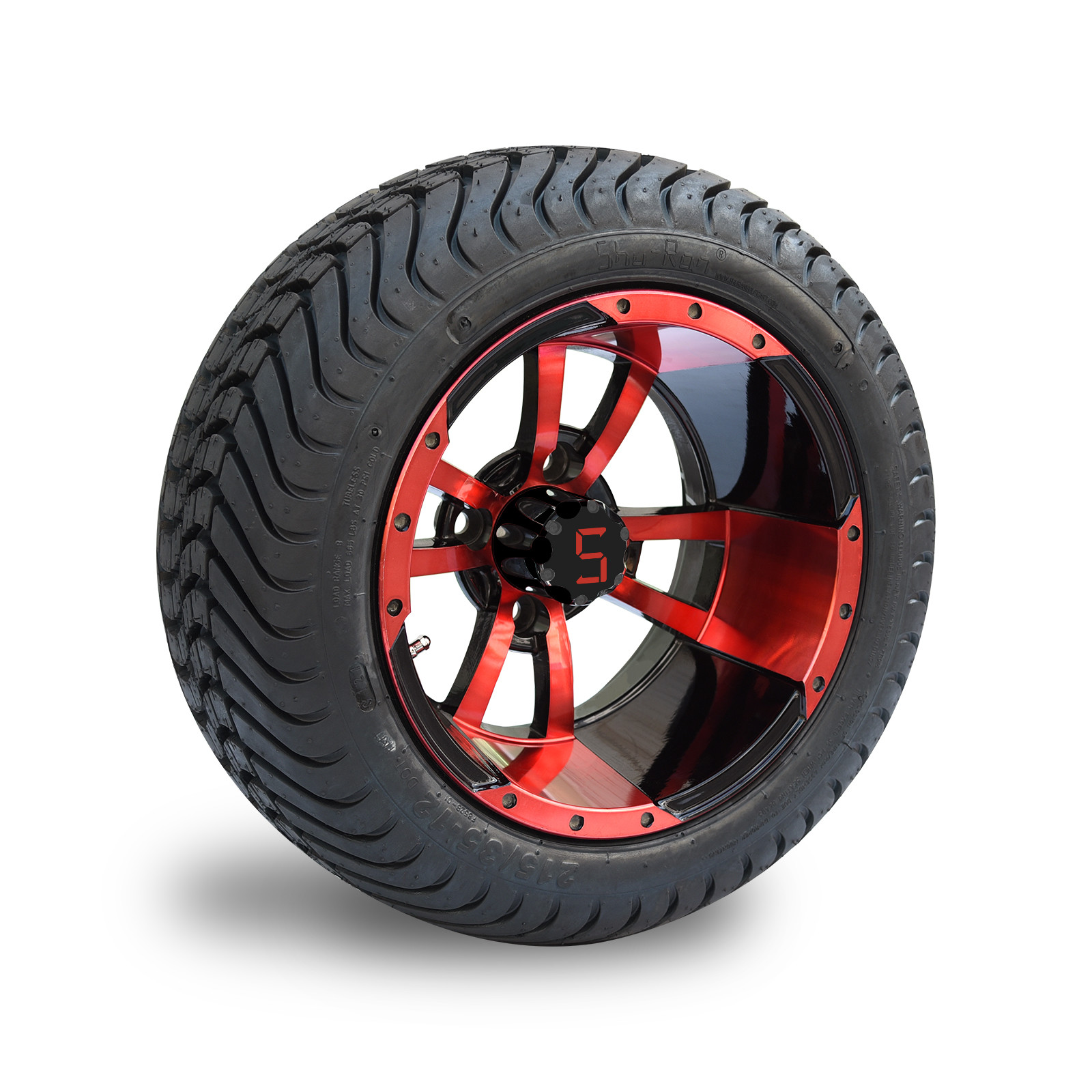 12'' 14'' Aluminum Golf Cart Wheels Machined Glossy Black ET -15 Offset