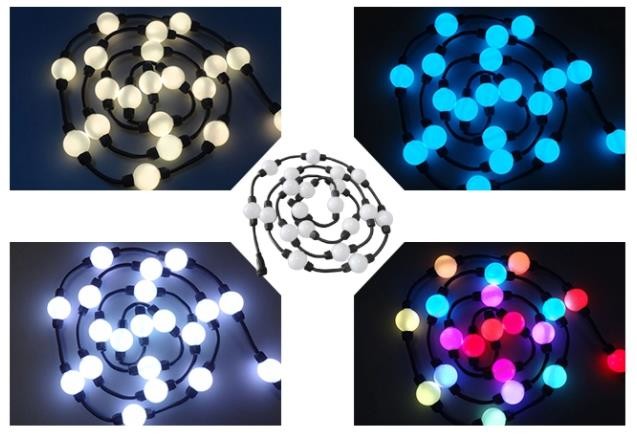 3m reel 24V ucs1903 addressable rgb 3d curtain pixel light 50mm Led Ball dmx globe bulbs strings