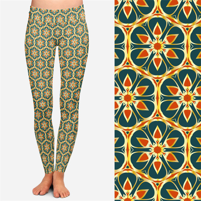 Colorful Geometric Kente Symbols African Art Print Leggings High Yoga Waist Sublimation Printed Leggings for Women