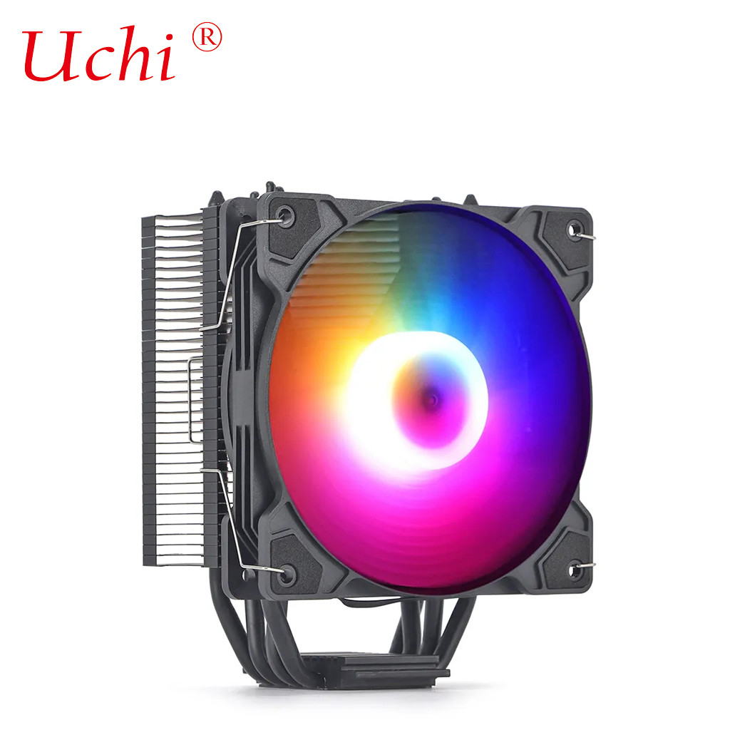 Black Radiator Fan Lighted Copper Heatpipe Universal For Intel I3 I5 I7 I9 Lga 1151 1366 1700 2011 2066 AMD AM4 AM5 Cpu Cooler