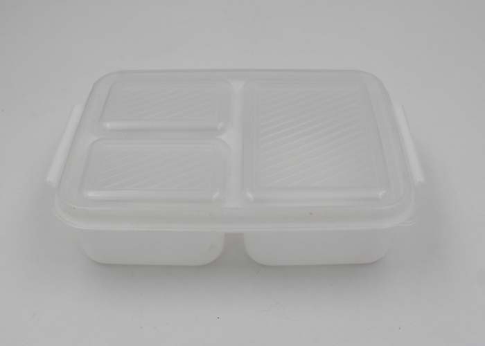 White Plastic Lunch Boxes With Compartments , Disposable Food Containers With Lids