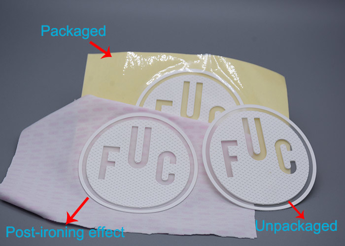 Custom Clothing Silicone Heat Transfer Labels With White Cut Out Logo