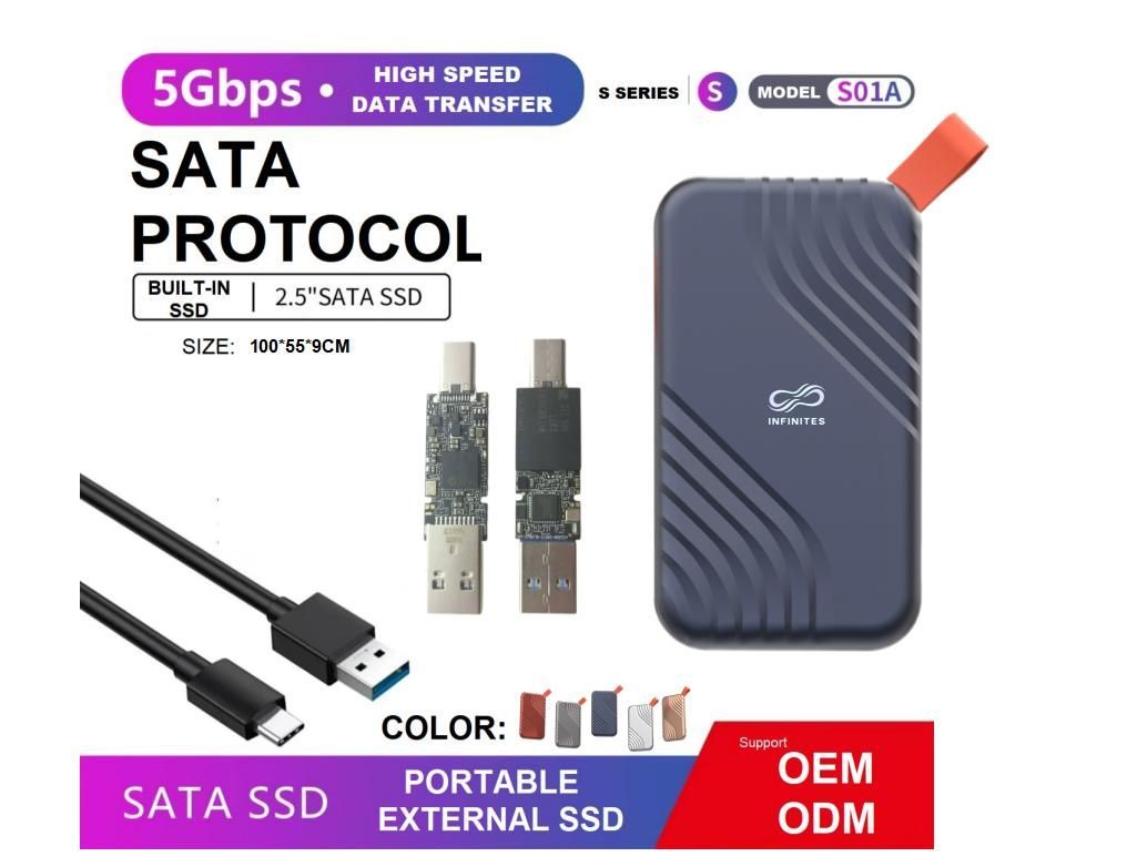 External SSD Hard Drive High Speed Data Transfer Portable External SATA SSD Built in SSD 5gbps Ngff and Nvme Interface Custom and Free Mold Opening
