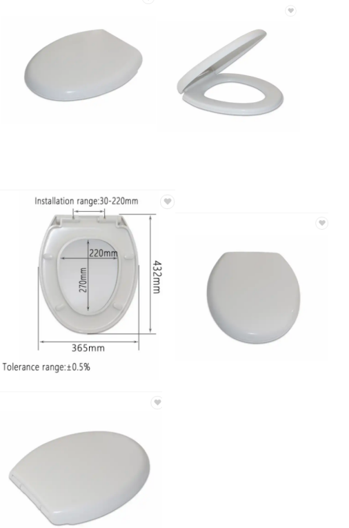 Universal Quiet-Close Round Toilet Lid With Non-Slip Seat Bumpers White Polypropylene