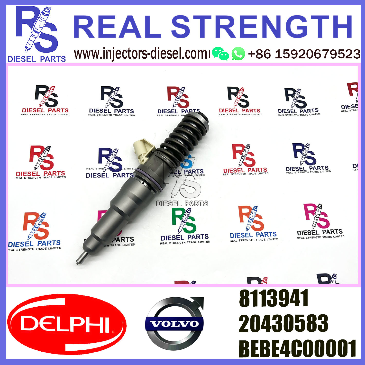 2 Pin D12 V-O-L-V Diesel Injector 20430583 8113941 DELPHI BEBE4C00001