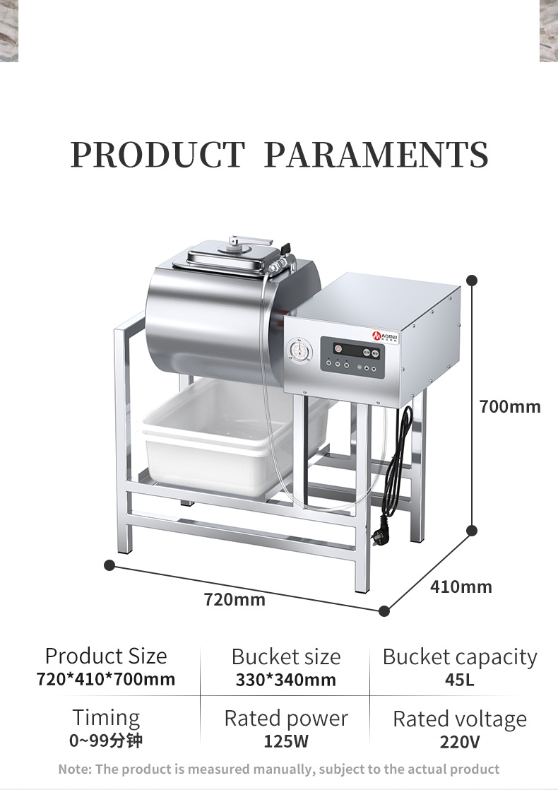 Commercial Restaurant Electric Meat Salting Machine with 45L Capacity and High Speed
