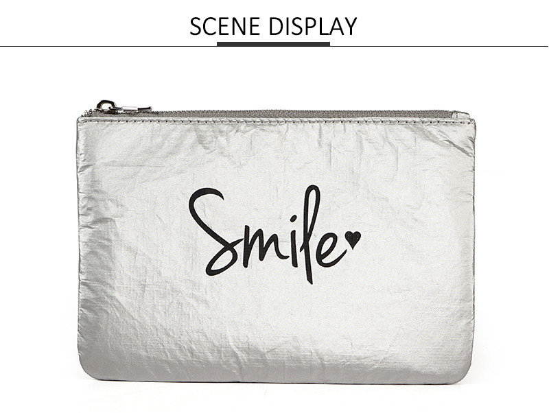 Women'S Retro Solid Color Tyvek Cosmetic Makeup Bag