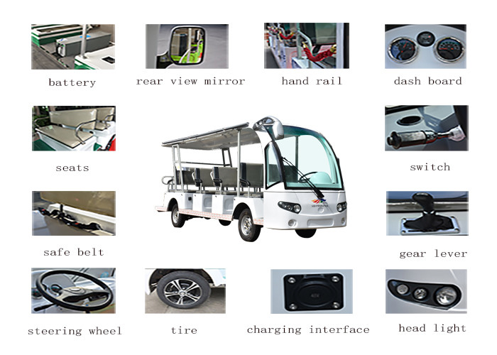 72V Electric Shuttle Bus 14 Person , Electric Sightseeing Car Road Legal CE Approved