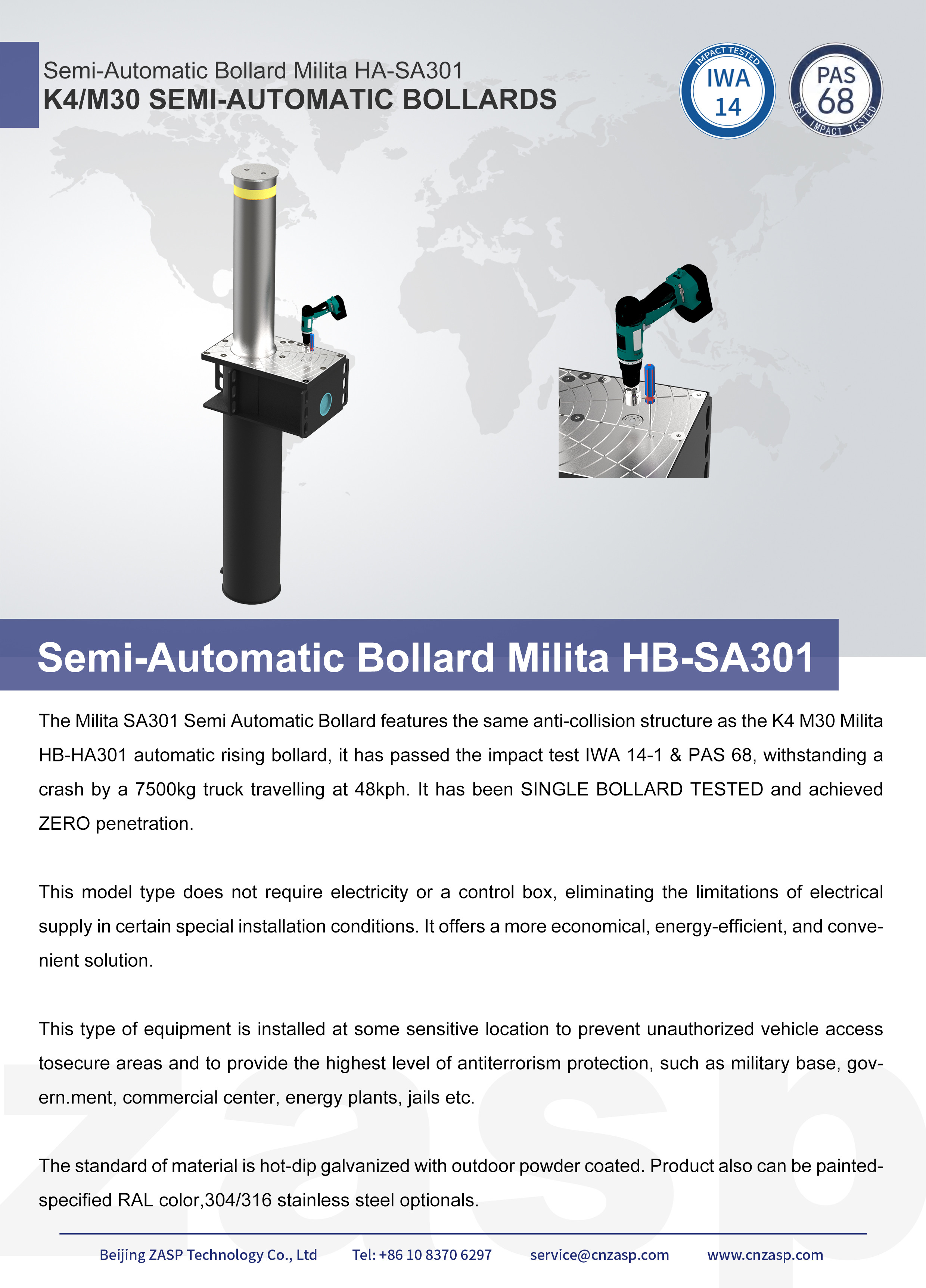 Impact Test Semi Automatic Bollards For Perimeter Protection