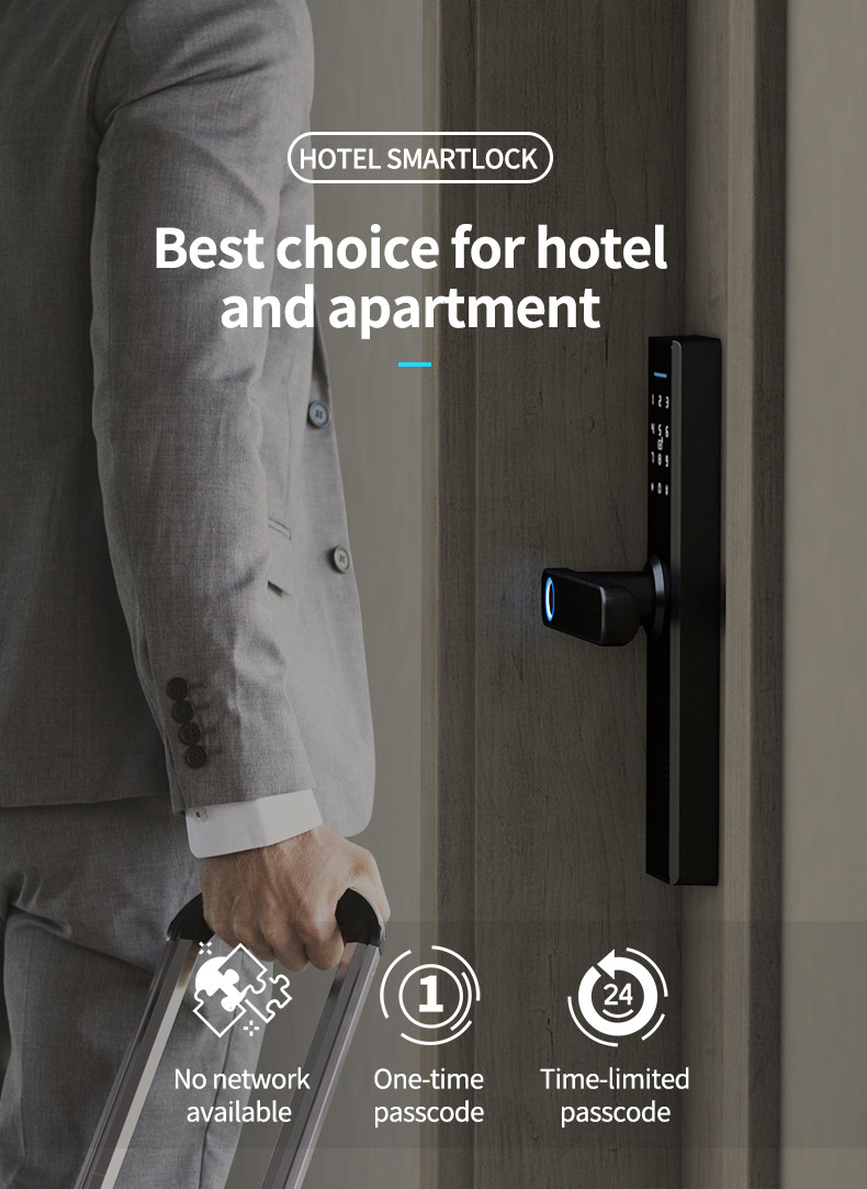 Anti Voyeur Fingerprint Door Locks 6V Black WIFI Type Low Power Alarm