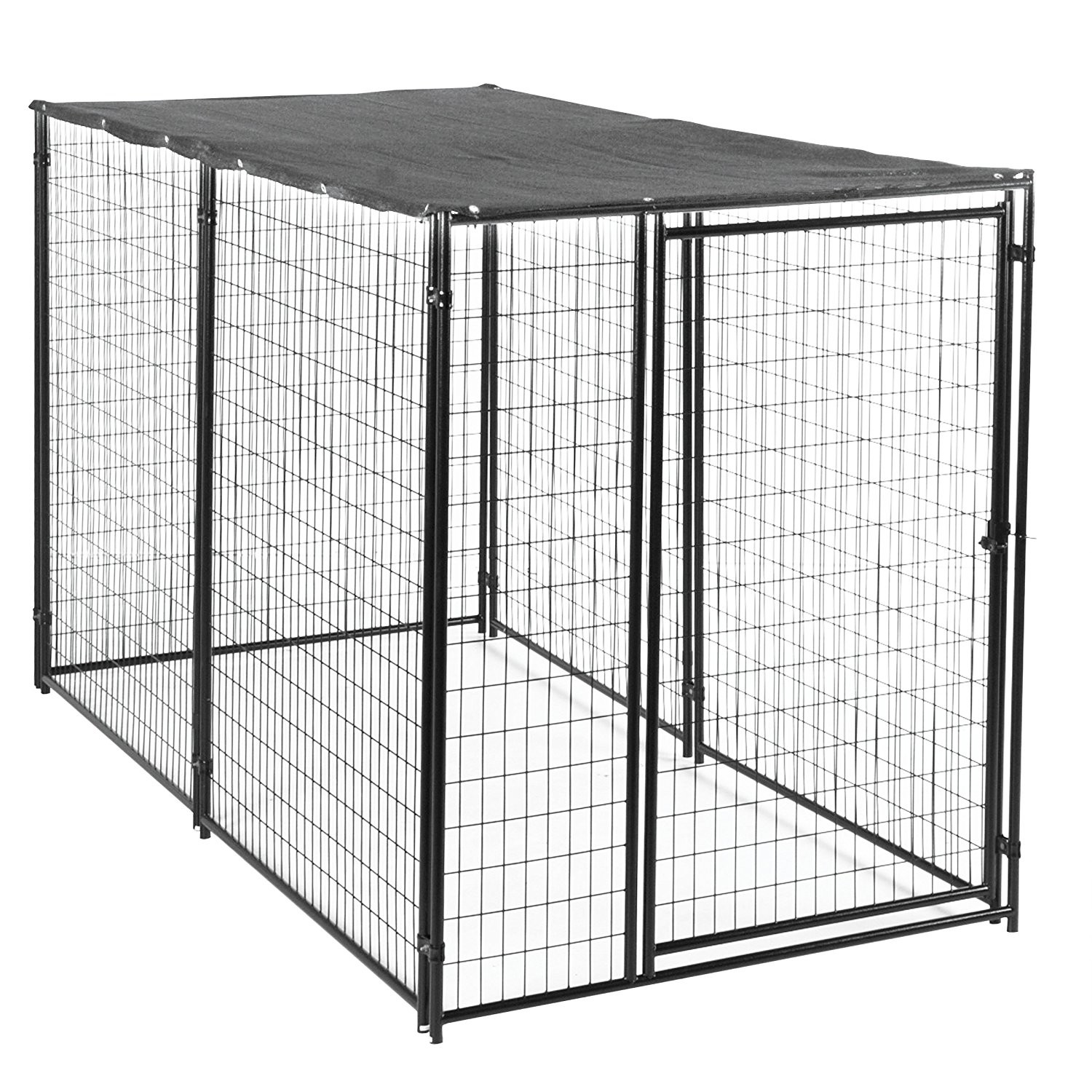 Waterproof Heavy Duty Dog Kennel With Roof 8 X 4 X 6ft Black Animal Plastic Tray