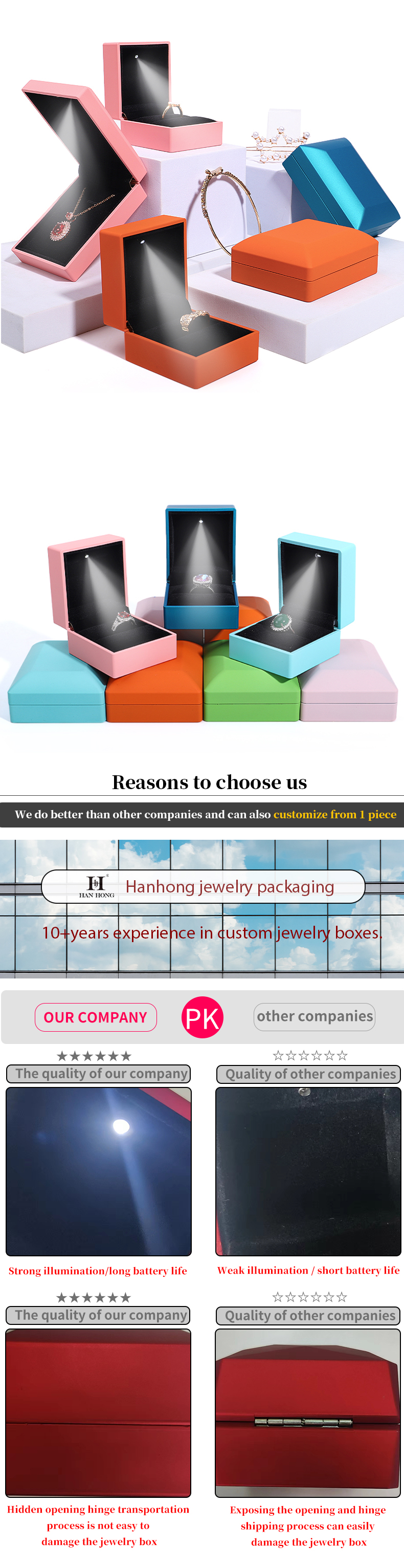 Jewelry Package Custom Logo Green LED Light Velvet Box for Rings Bracelets Necklaces