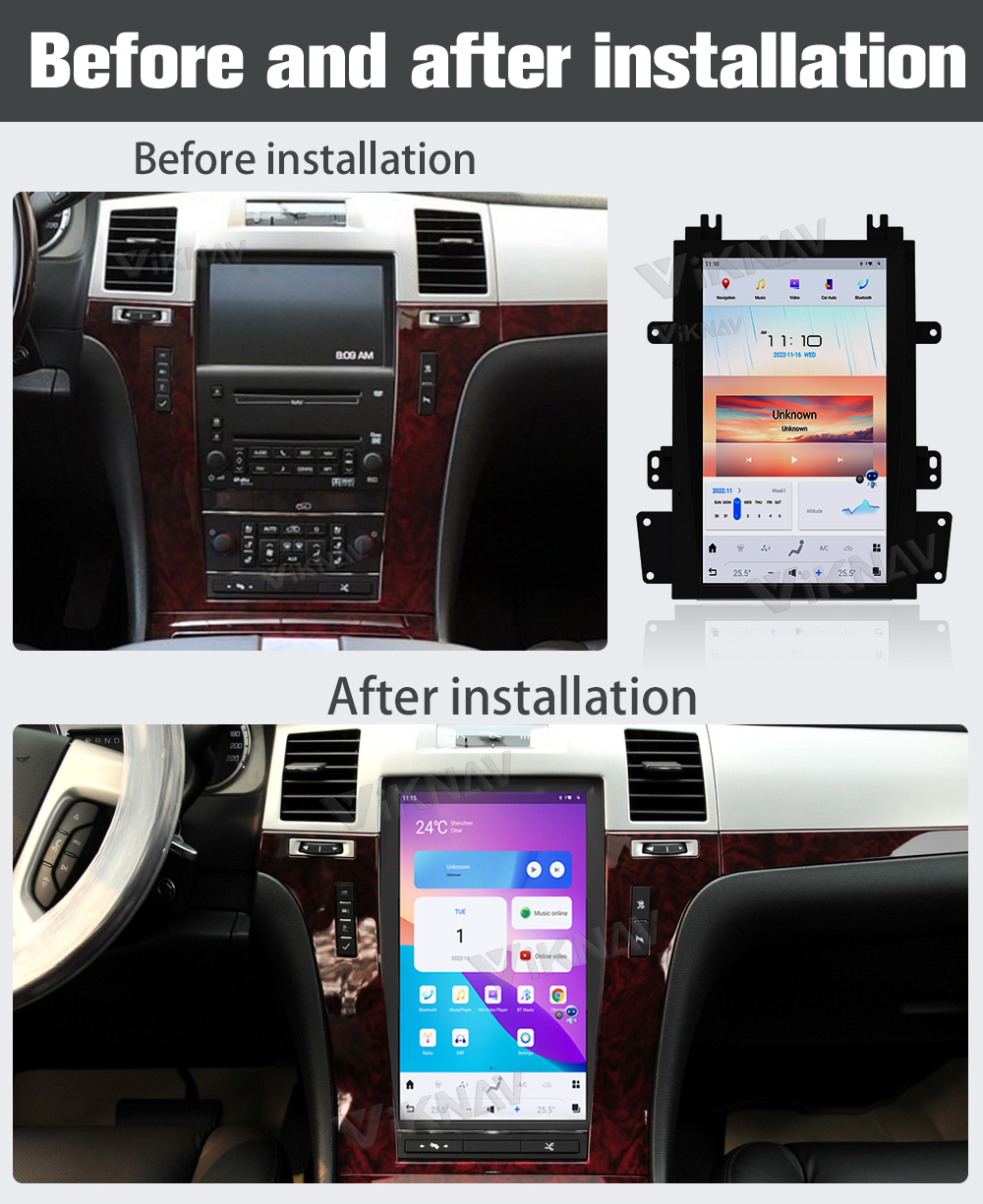 Viknav Car Radio For Cadillac Escalade (2008-2012) 13.6 inch Android Auto Car Radio Upgrade Wireless CarPlay Stereo