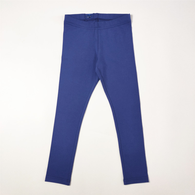 Anti-Wrinkle Knitted Cotton/Spandex Little Girl Leggings with Waistband Button
