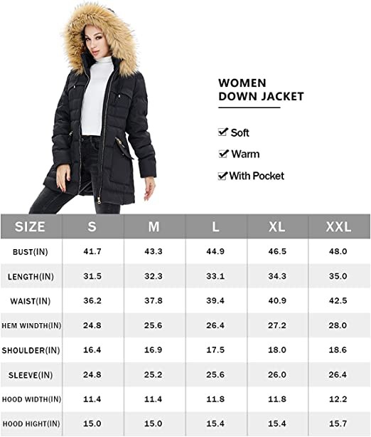 Polyester Modacrylic Womens Long Puffer Coat With Detachable Fur Collar