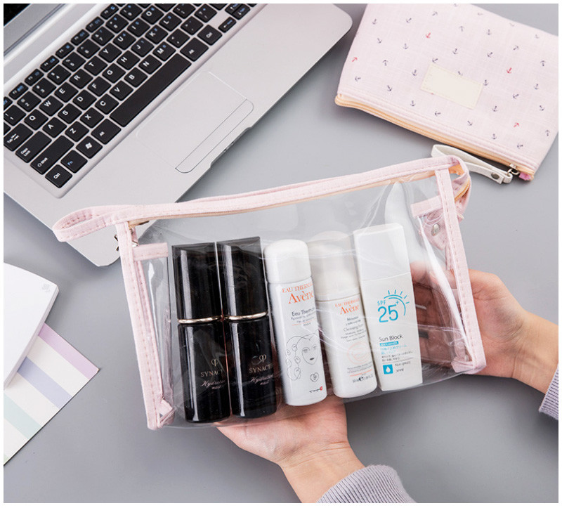 Waterproof Transparent PVC Cosmetic Bag Sets Travel Wash Bag