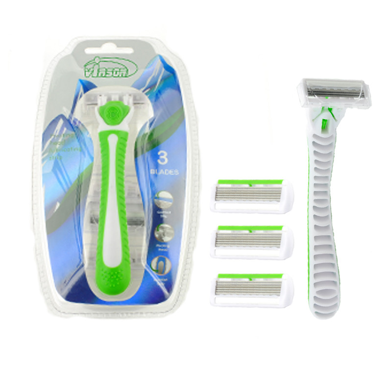 Manufacture Cheap Wholesale Oem Shaving Razor Men Triple Blade Razor Set with razor head refills