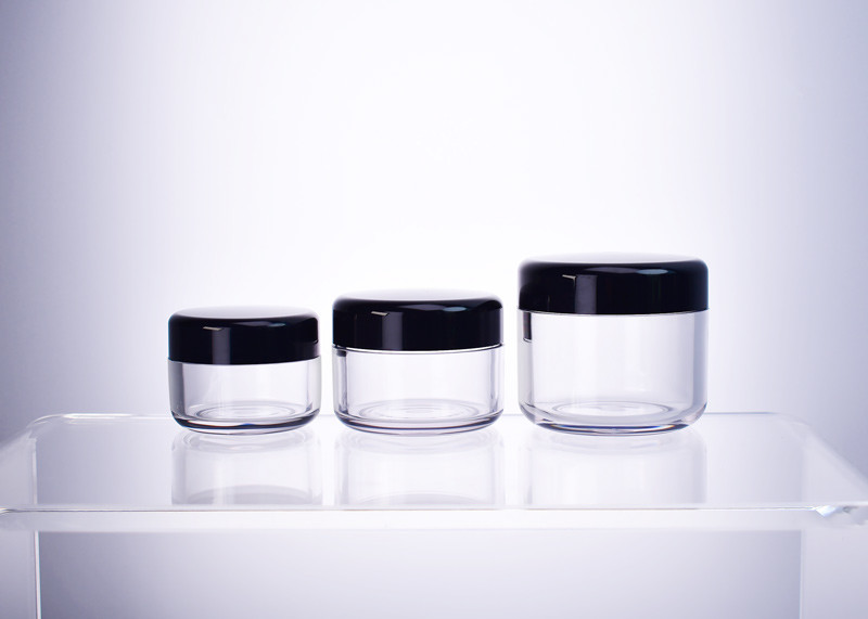 Fancy Thick Wall transparent Recyclable Plastic PET Cosmetic Jar 1OZ For Skincare Face Cream With Classic Cylinder Shape