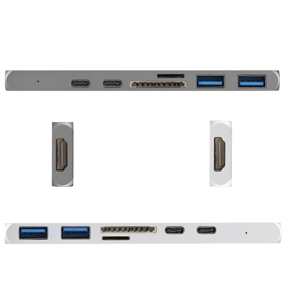 Dual Type-C Hub To 4K SD/TF Card Adapter USB 3.0 Thunderbolt 3 USB-C HUB For Mac