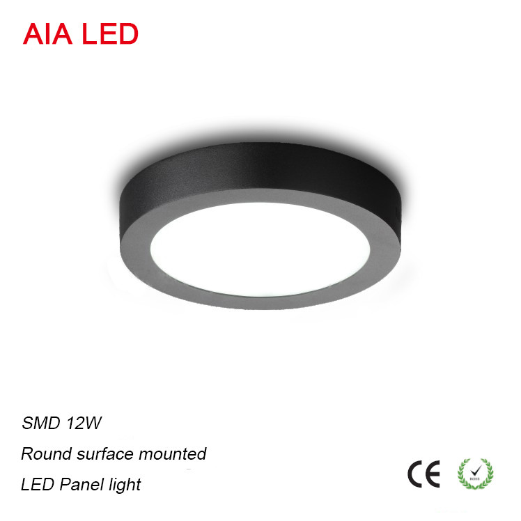 Good price surface mounted 12W Round black LED panel light/led ceiling light