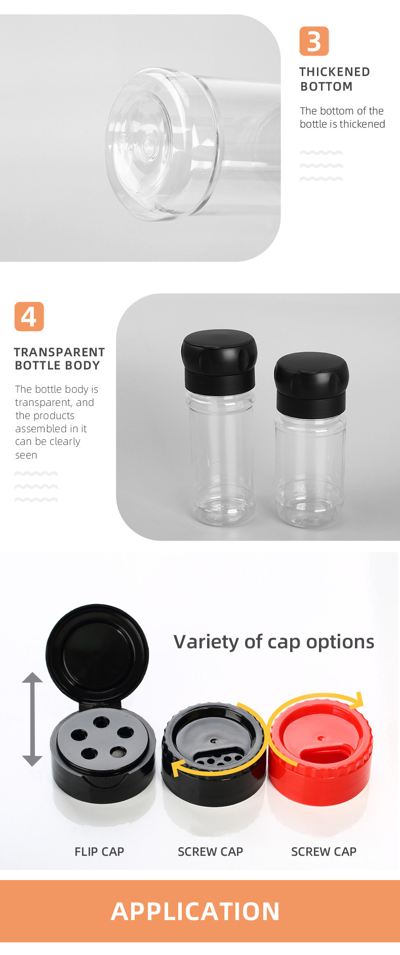 Food Grade Plastic Seasoning Bottles PET Pepper Spice Grinder Bottle