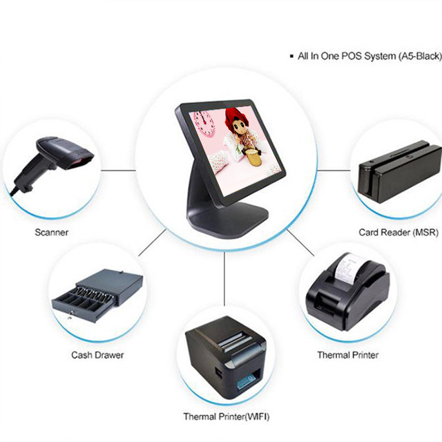 Electronic All In One Android Tablet Pos System Point Of Sale With PC Stand