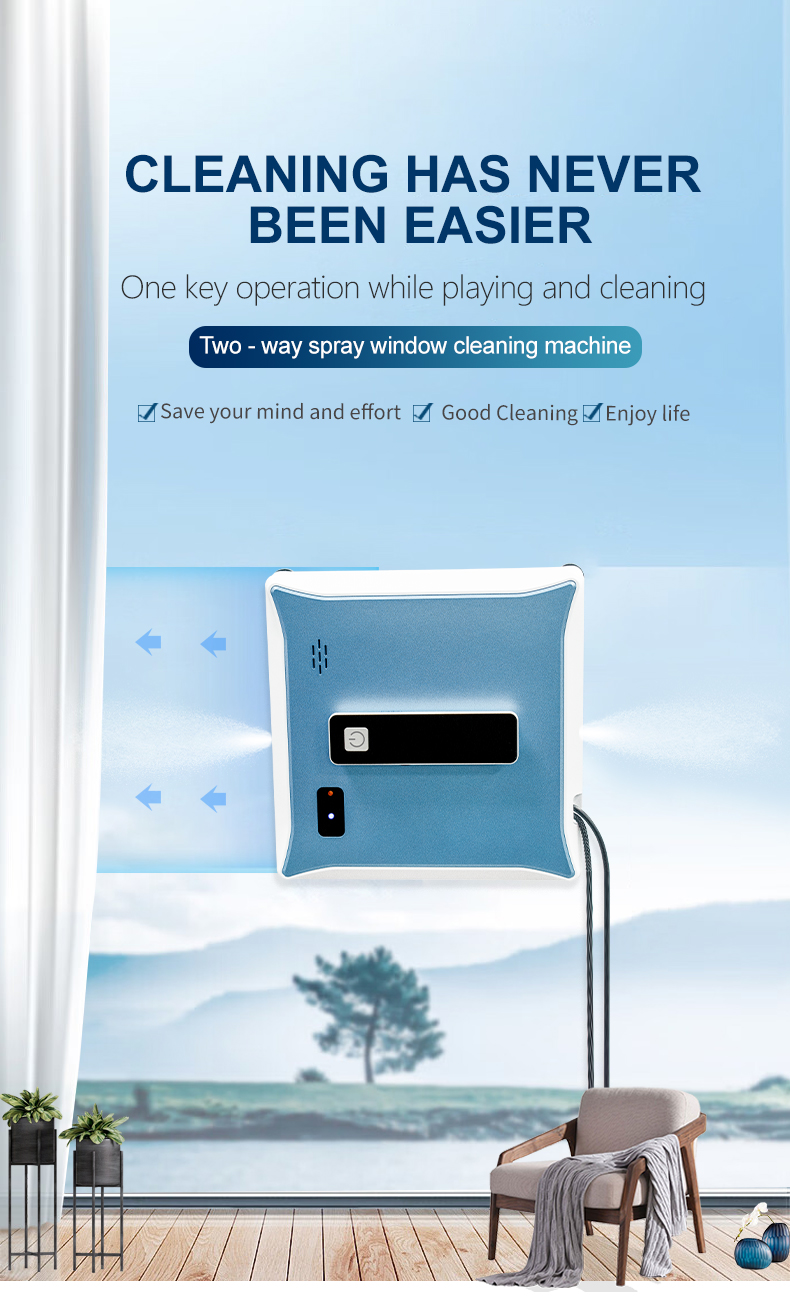 Smooth Window Washing Robot 65DB 72W High Rise Window Cleaning Robot