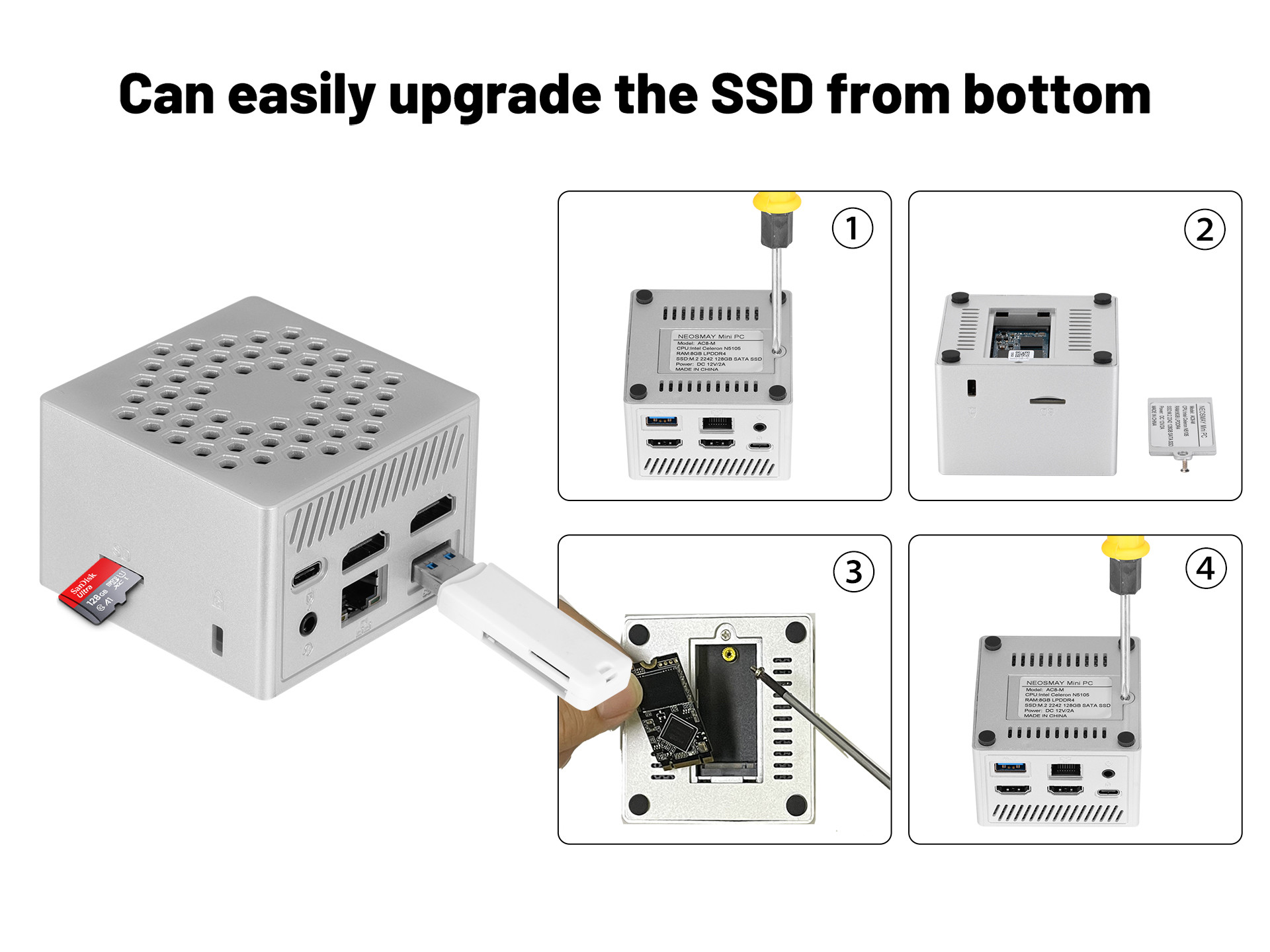 Lightweight Mini Desktop Computer Intel Alder Lake N N100 CPU