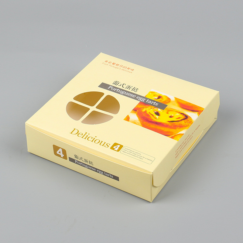 Custom Printed Eco-friendly Card Paper Egg Tarts Packing Box Take Away Box
