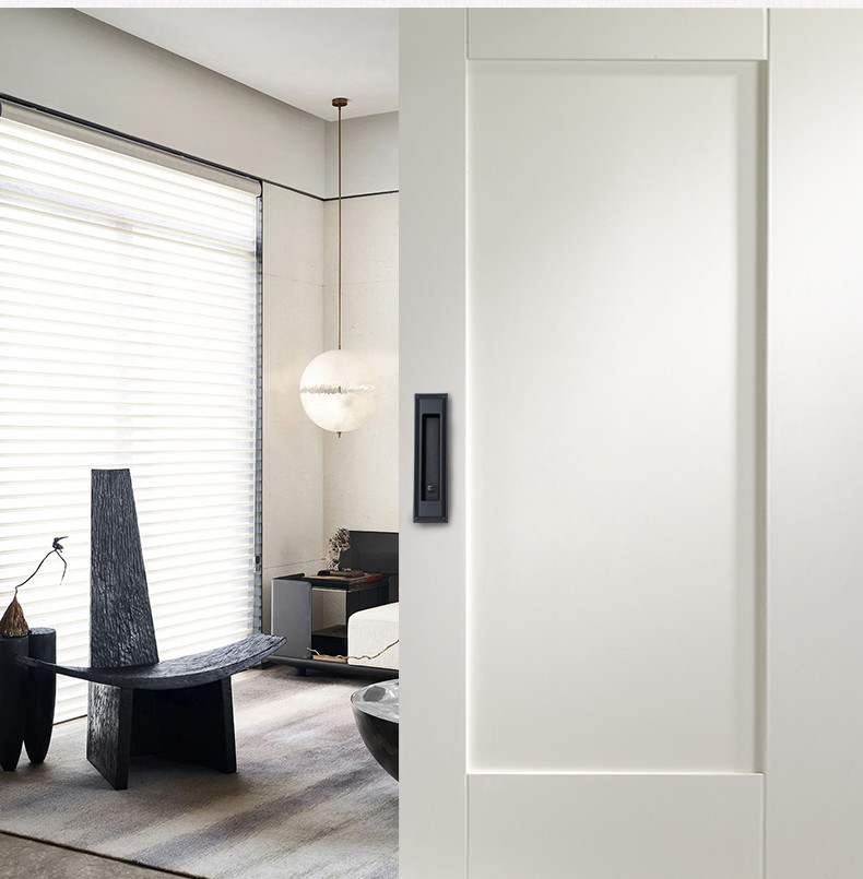 Interior Brass Invisible Sliding Door Lock Set For Bathroom / Balcony