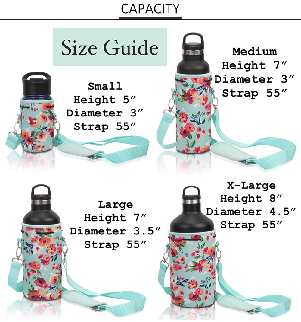 Neoprene Water Bottle Holder Bag With Adjustable Shoulder Strap