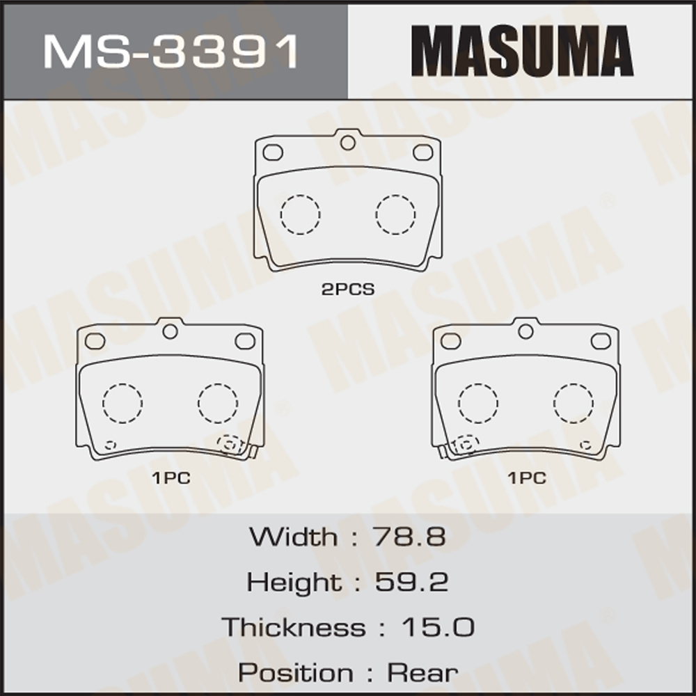 MS-3391N MASUMA Automatic Front Ultra brake pads MR389575 for MITSUBISHI ASV40L V6 W