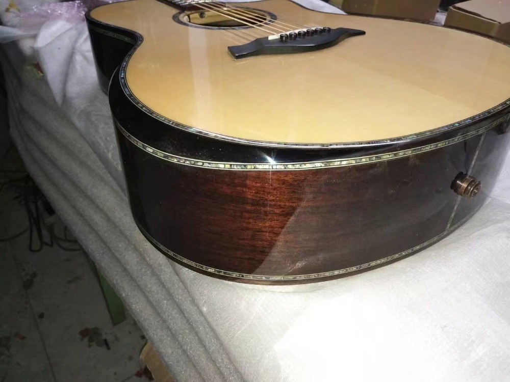 AAAA dreadnought body customize guitar cut-away AAAA all solid single cut armrest acoustic electric guitar