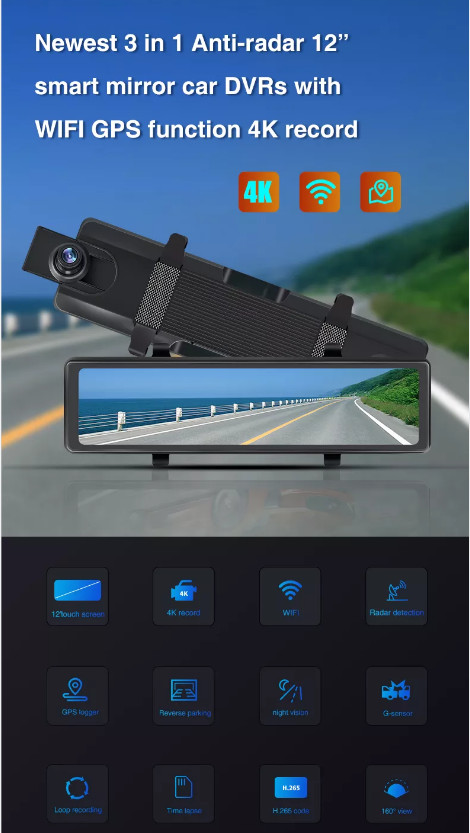 Personalised WDR WIFI Stream Media Automotive Dash Cam With Speed Camera 4K DVR