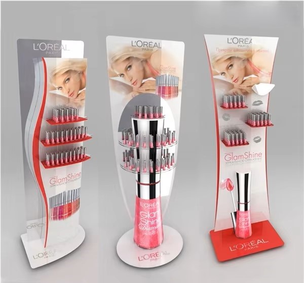 Oil Lamination Plastic Pop Display Stand UV Printing Cosmetic Makeup Display Stand